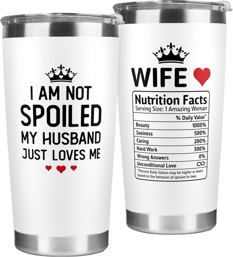 20 oz White Tumbler for Wife - Romantic Anniversary Gift