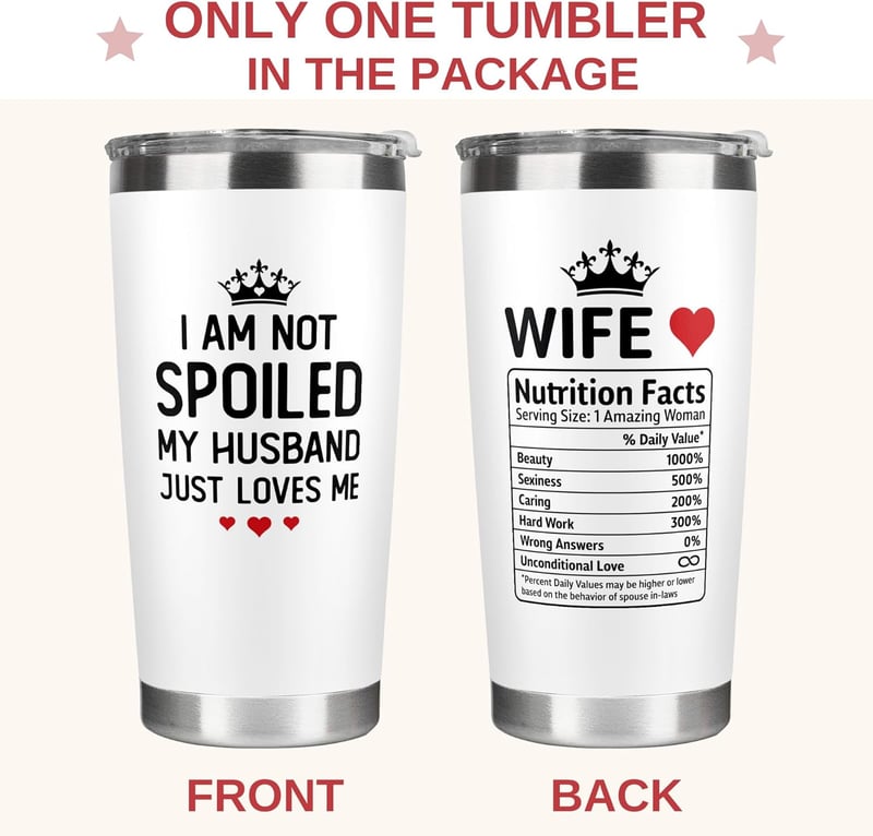 20 oz White Tumbler for Wife - Romantic Anniversary Gift
