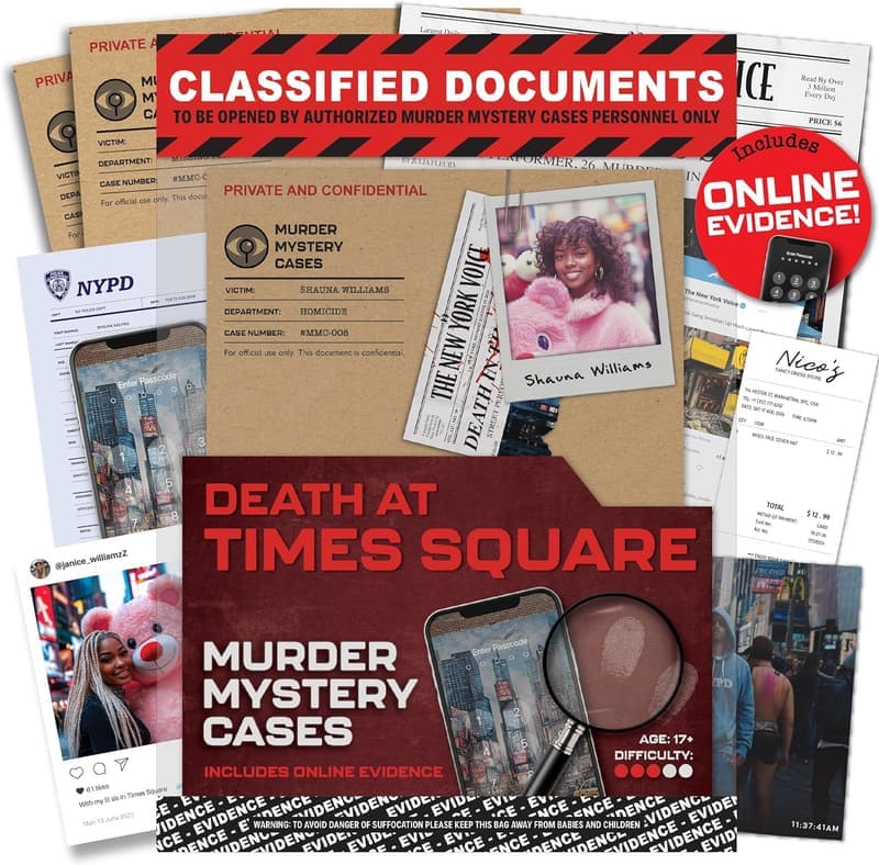 Murder Mystery Game: Death at Times Square for 1-10 Players