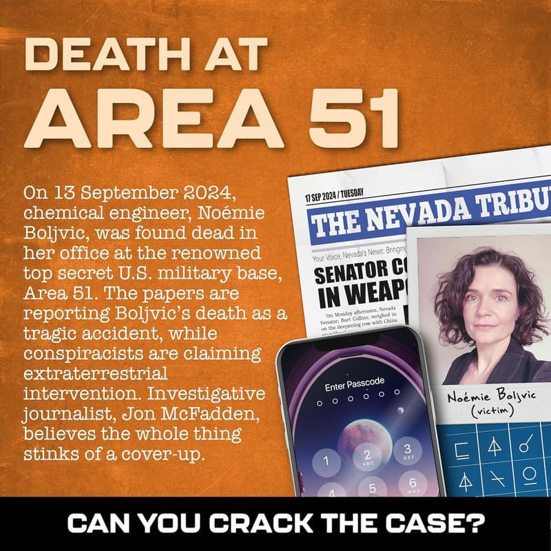 Death at Area 51: Thrilling Murder Mystery Game for Adults