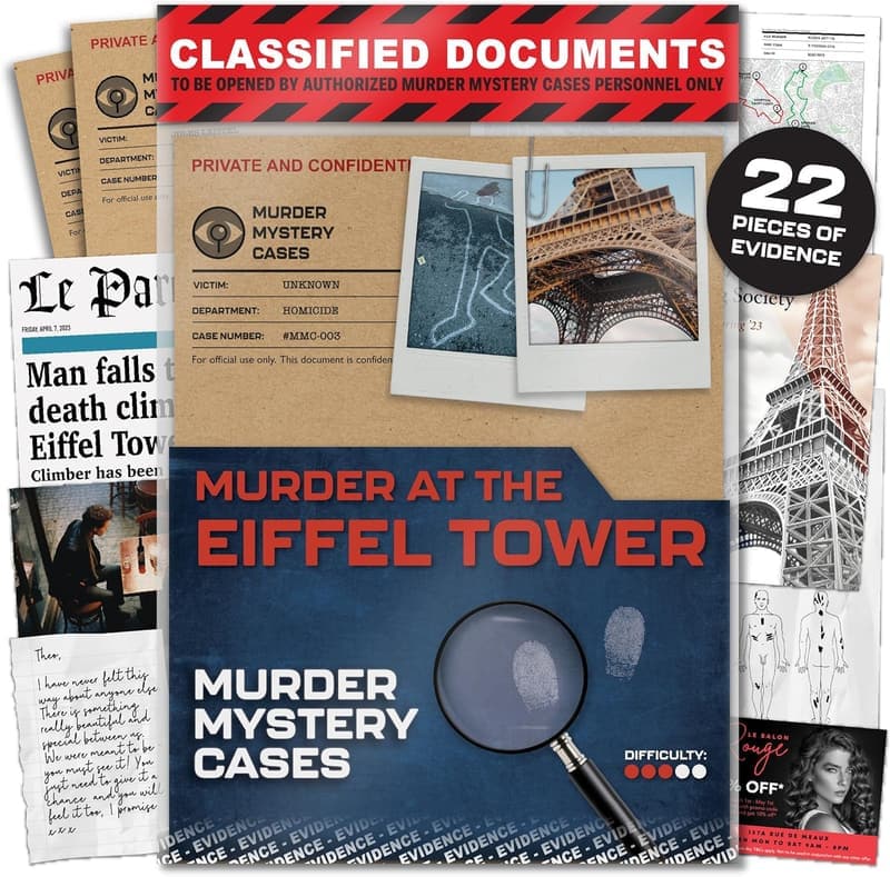 Eiffel Tower Murder Mystery Game for Adults – 150 Min Gameplay