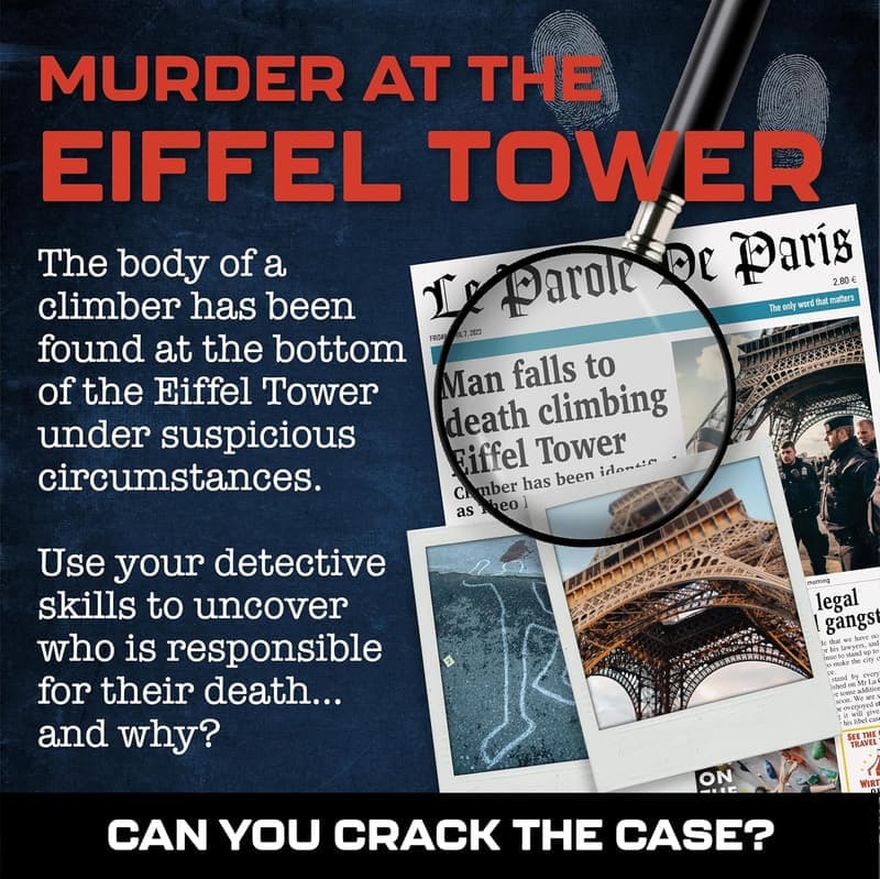 Eiffel Tower Murder Mystery Game for Adults – 150 Min Gameplay