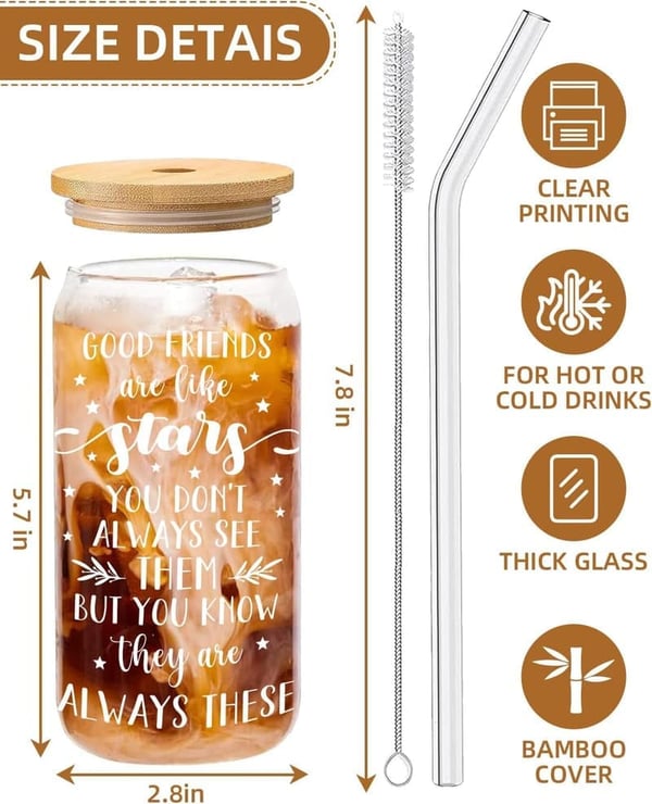 Birthday Gift for Women: Funny Friendship Iced Coffee Cup 16 oz