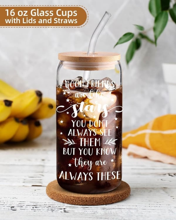 Birthday Gift for Women: Funny Friendship Iced Coffee Cup 16 oz
