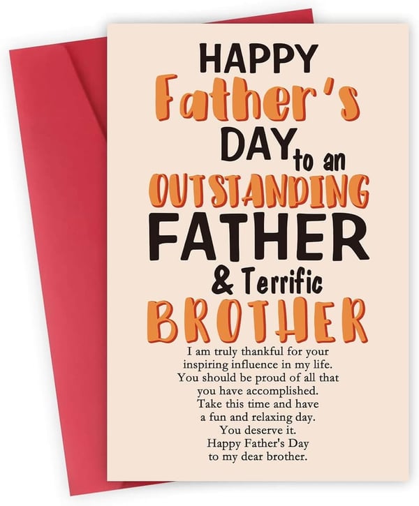 Father's Day Thank You Card for Brother from Sister
