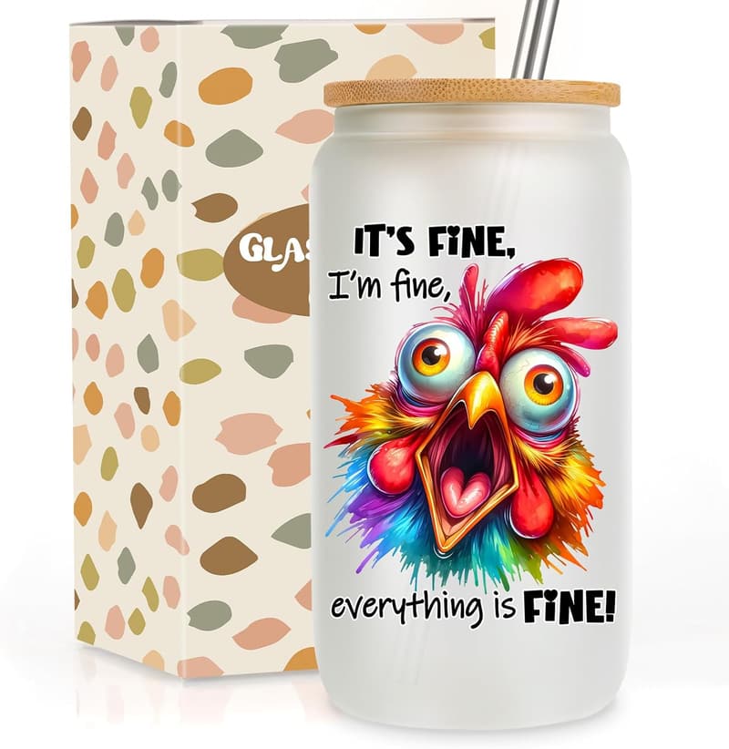 Funny Chicken Coffee Cup with Lid and Straw for Mother's Day