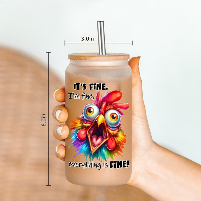 Funny Chicken Coffee Cup with Lid and Straw for Mother's Day