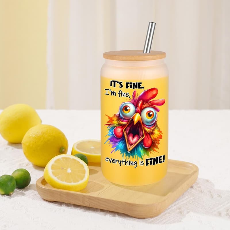 Funny Chicken Coffee Cup with Lid and Straw for Mother's Day