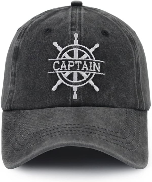 Embroidered Captain's Hat for Men Women, Adjustable Cotton Cap