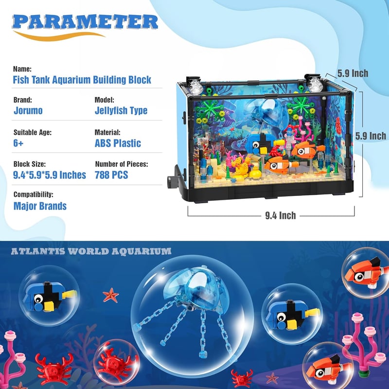 Aquarium Building Set with Jellyfish & Dolphin - 725pcs