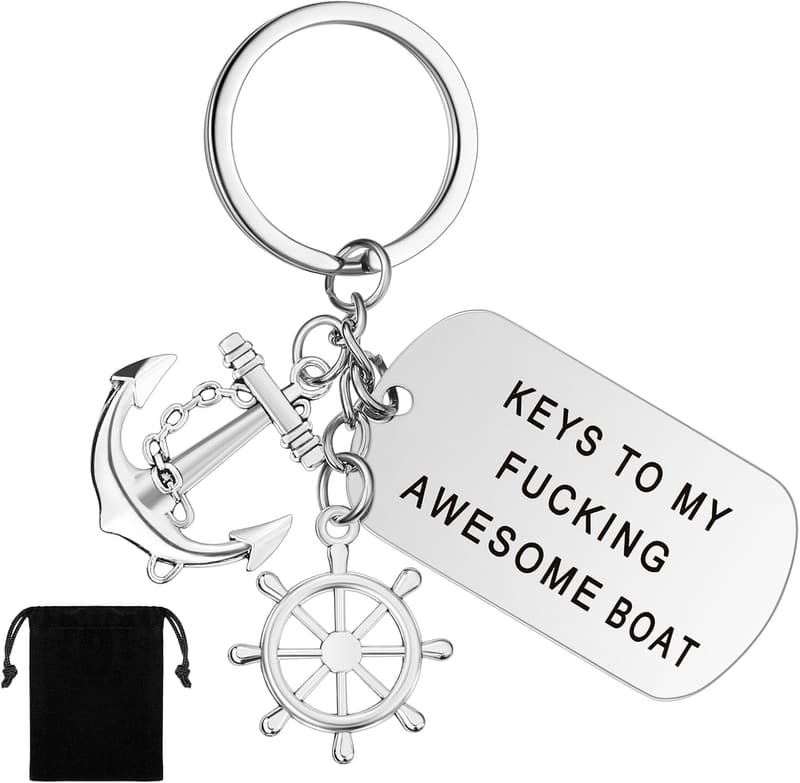 Funny Stainless Steel Boat Keychain for Boat Lovers
