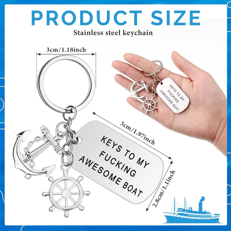 Funny Stainless Steel Boat Keychain for Boat Lovers
