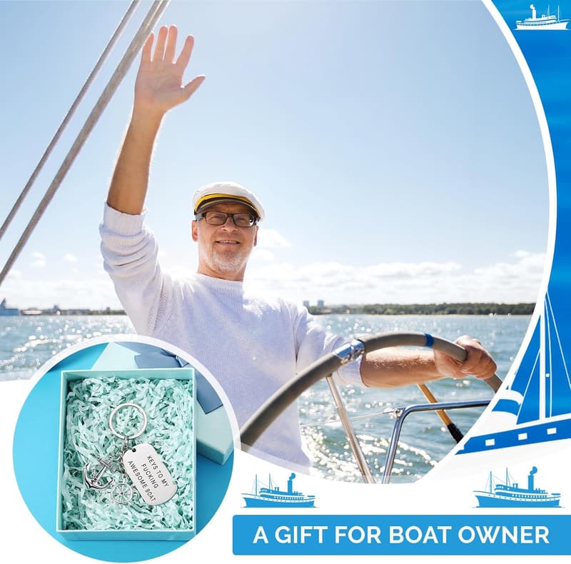 Funny Stainless Steel Boat Keychain for Boat Lovers