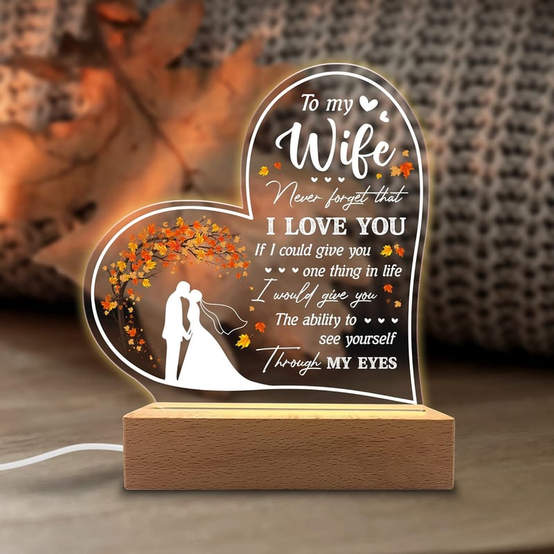Valentine's Day Acrylic Night Light for Wife - 