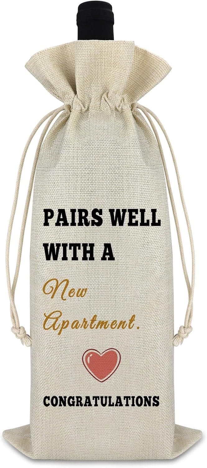 Housewarming Gift: Reusable Drawstring Wine Wrap Bag