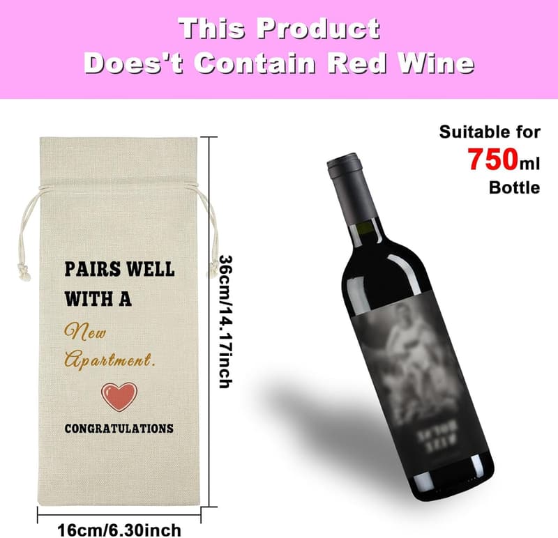 Housewarming Gift: Reusable Drawstring Wine Wrap Bag