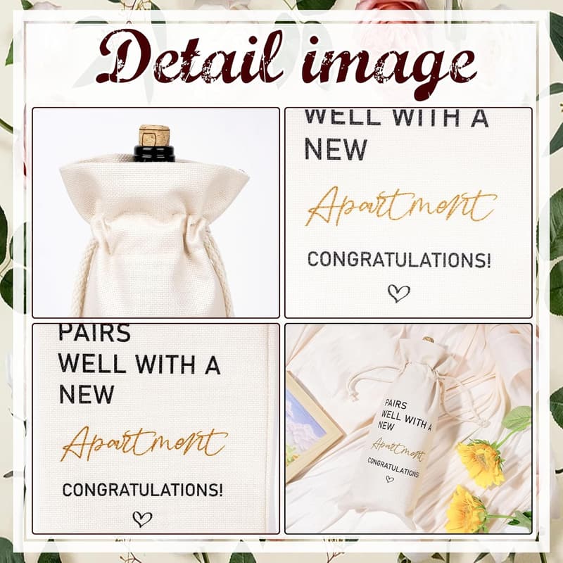 Housewarming Wine Bag - Reusable Burlap Drawstring Gift for Couples