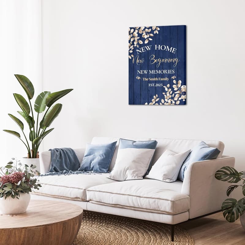 New Home Personalized Canvas Wall Art with Family Names
