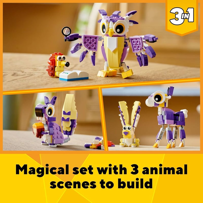 LEGO Creator 3-in-1 Fantasy Forest Animals Set for Kids 7+
