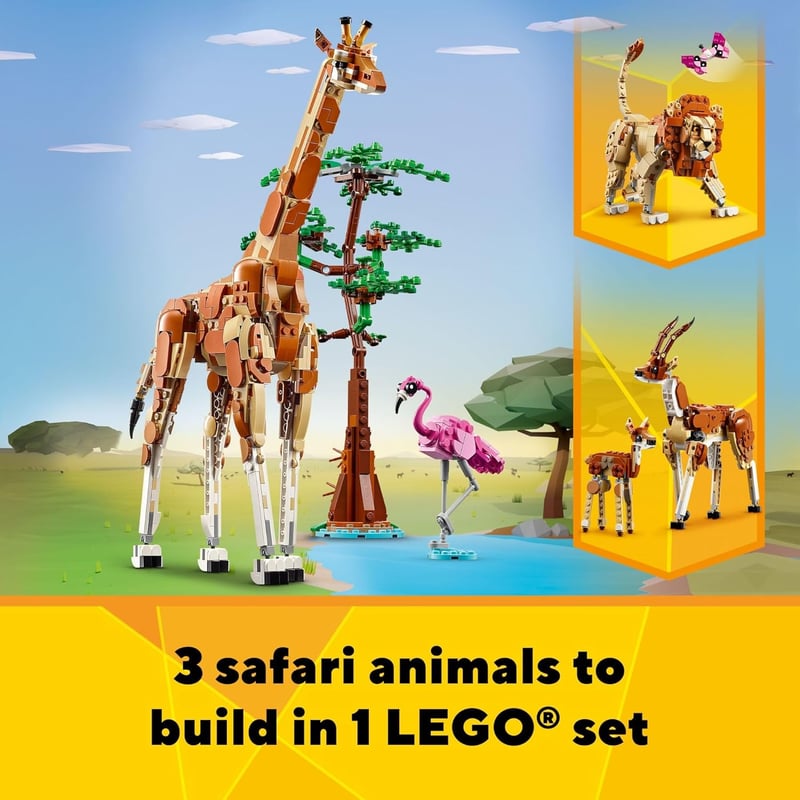 LEGO Creator 3-in-1 Safari Animal Building Set for Kids 9+