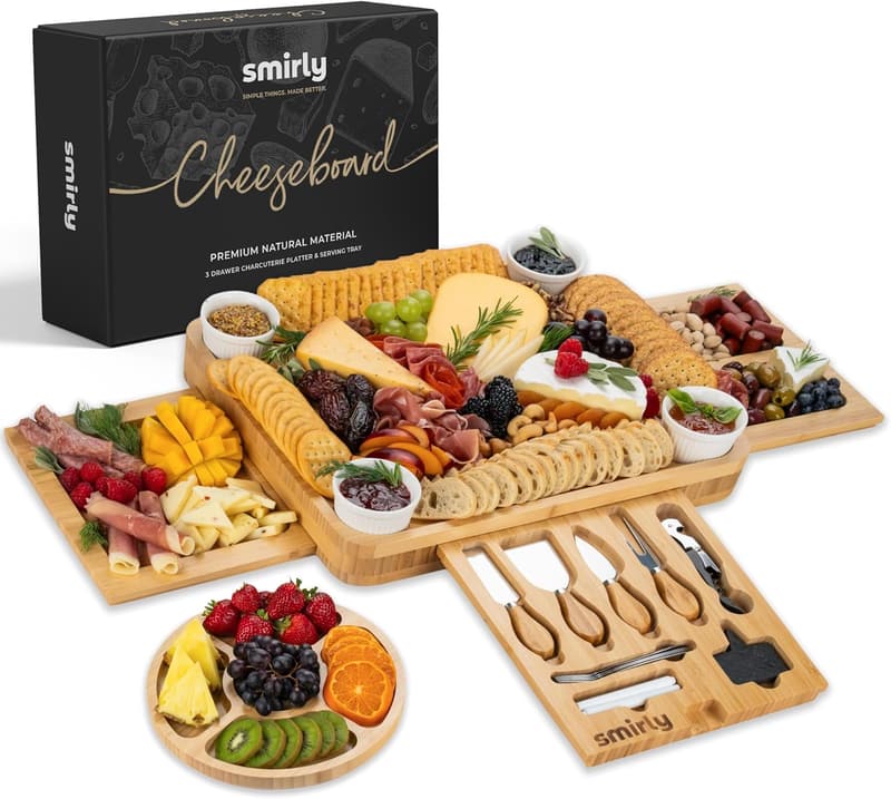 Large Bamboo Charcuterie Board Set - Perfect Housewarming Gift