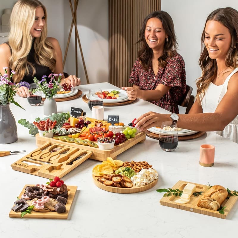 Large Bamboo Charcuterie Board Set - Perfect Housewarming Gift