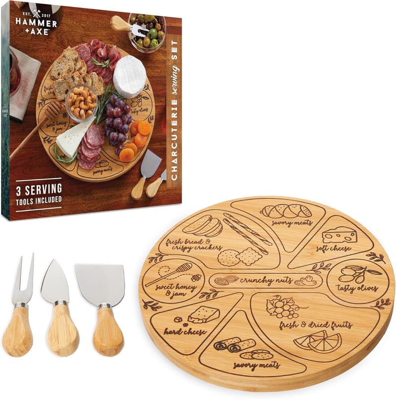 Bamboo Charcuterie Board Set with Utensils & Labels