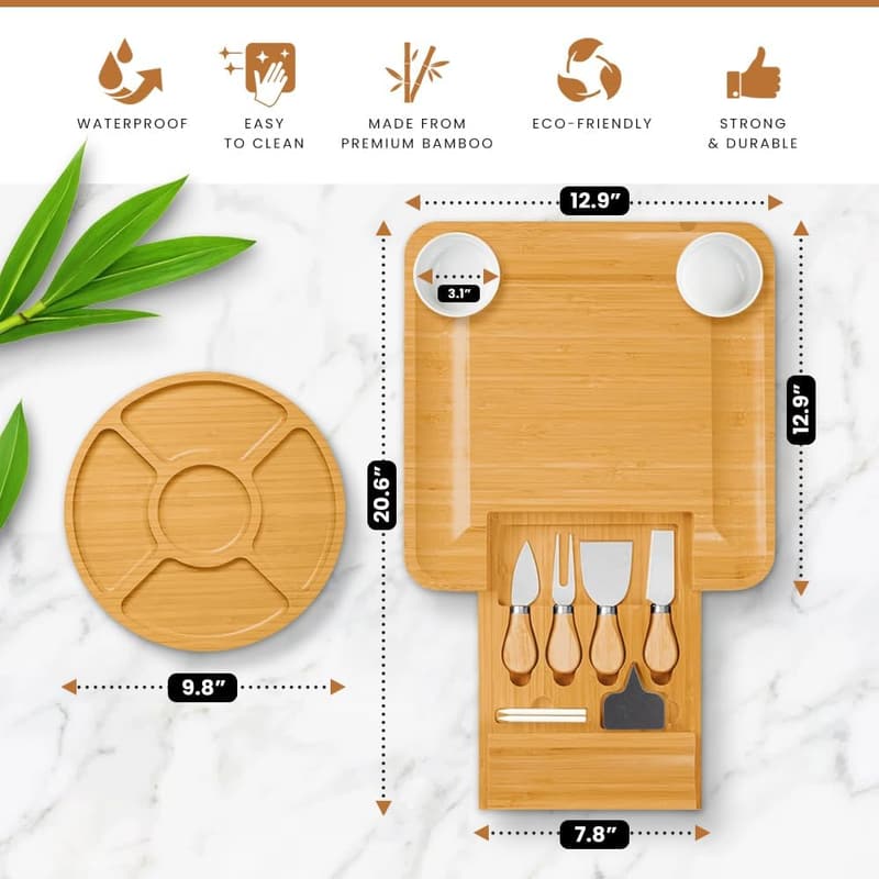 Bamboo Charcuterie Board Set - Ideal for Weddings & Housewarmings