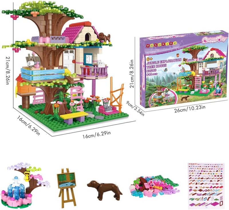 STEM Treehouse Building Toy Set with LED Light - 613 PCS