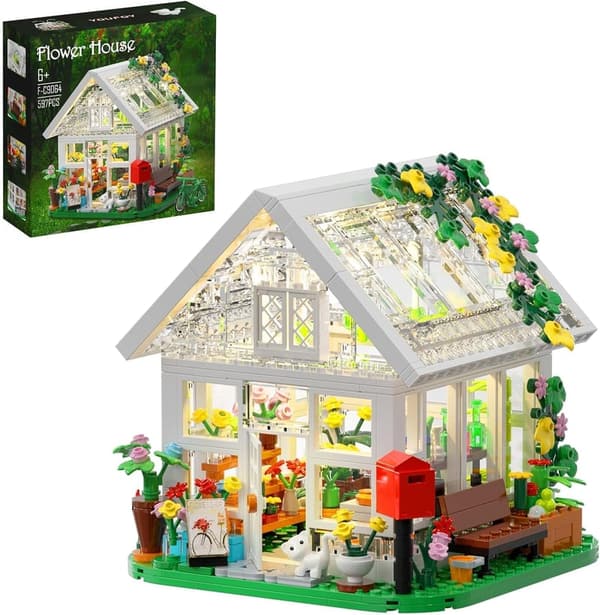 Creative Garden Playset with LED Light – Flower House Building Set