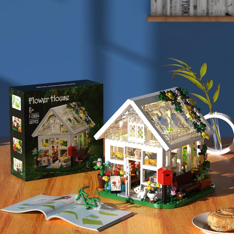 Creative Garden Playset with LED Light – Flower House Building Set