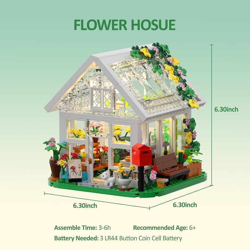 Creative Garden Playset with LED Light – Flower House Building Set