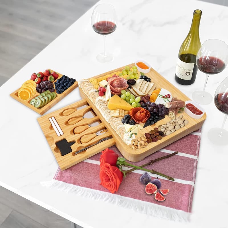 Large Charcuterie Board & Knife Set for Couples