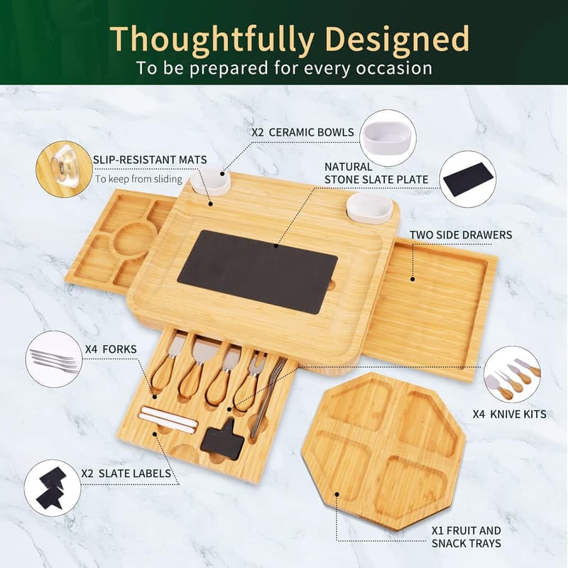 Large Charcuterie Board & Knife Set for Couples
