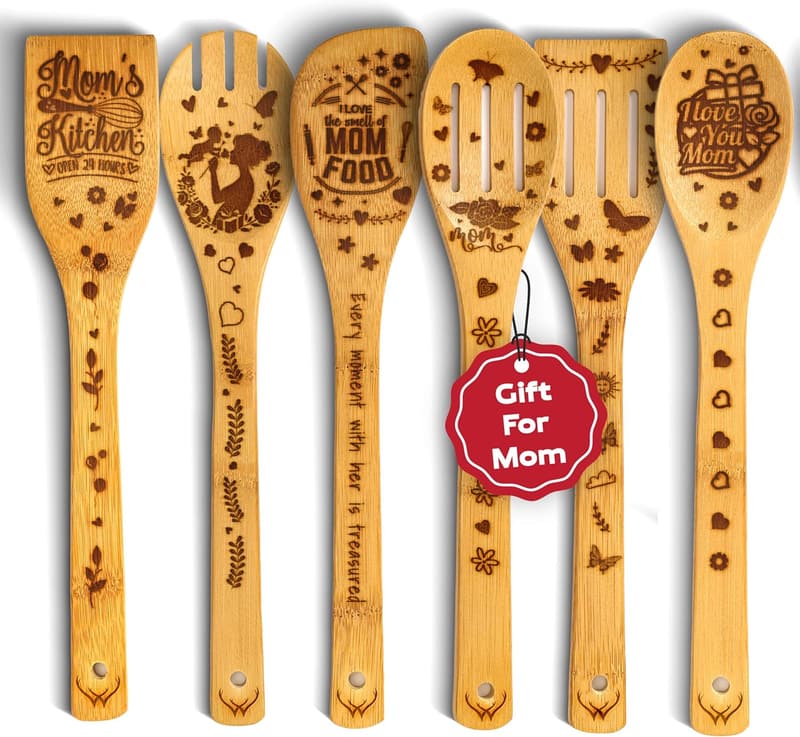 Mother's Day Premium Bamboo Cooking Utensil Set for Mom