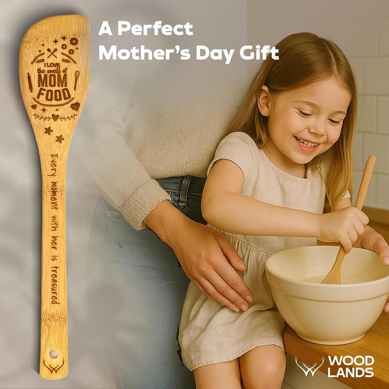 Mother's Day Premium Bamboo Cooking Utensil Set for Mom