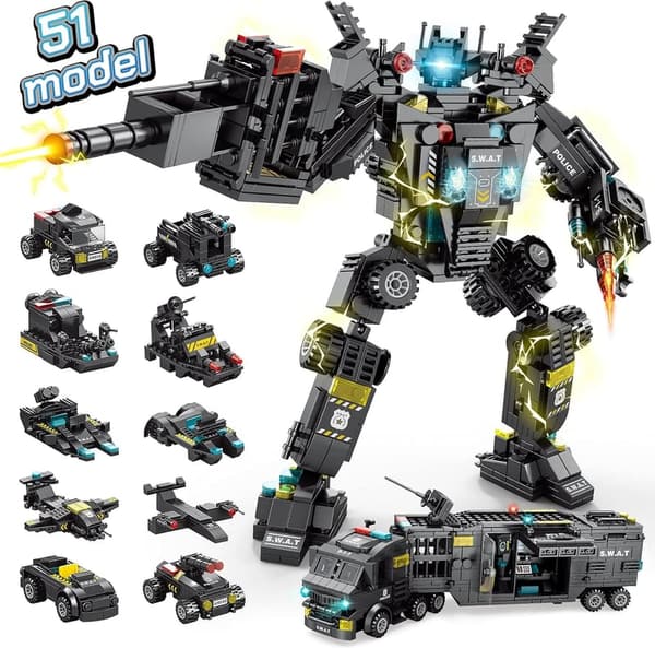STEM Building Kit for Kids Ages 6-12 - 51-in-1 Robot Erector Set