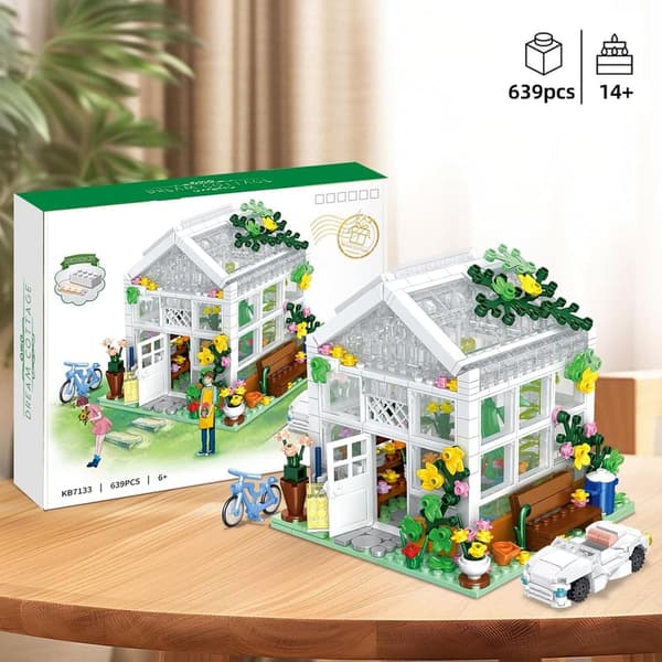 Flower Building Set for All Ages – 639 Pcs Greenhouse Toy