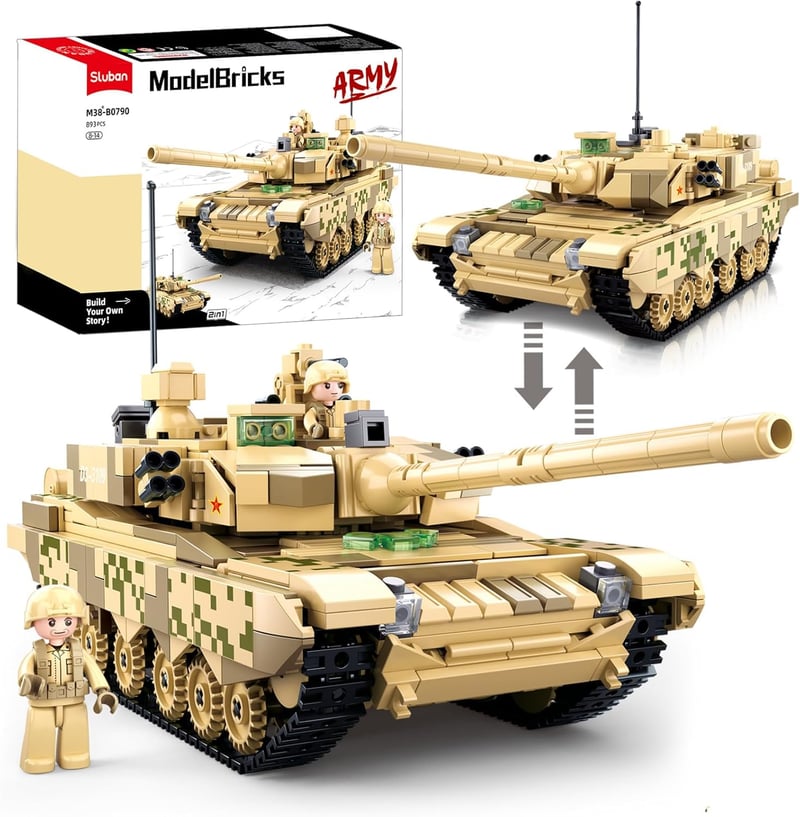 WW2 Inspired 99A Military Tank Building Set with Minifigures
