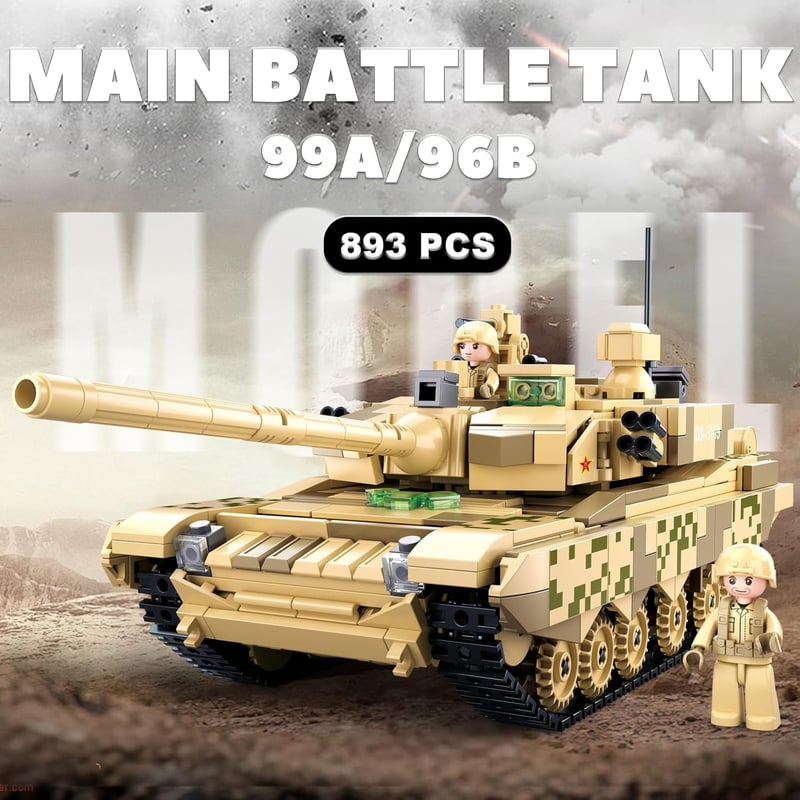 WW2 Inspired 99A Military Tank Building Set with Minifigures