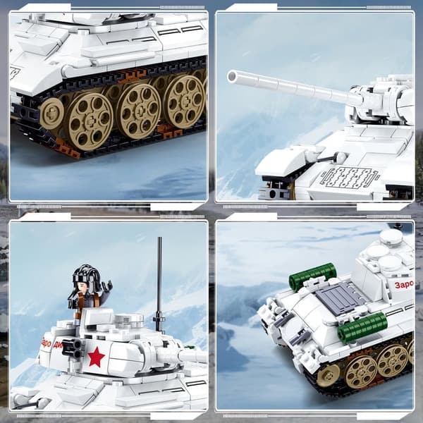 Military Model T34-85 Tank Building Set with 2 Minifigures, 518 PCS