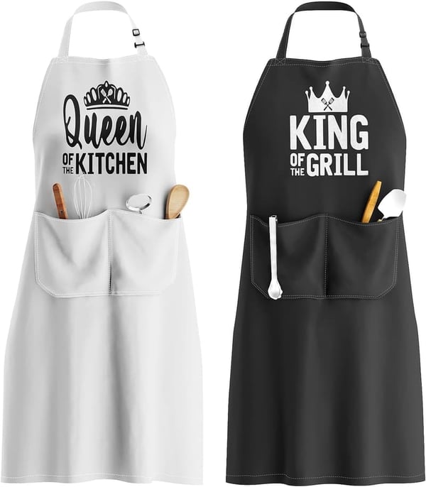 King & Queen Apron Set - Fun Bridal Shower Gifts for Couples