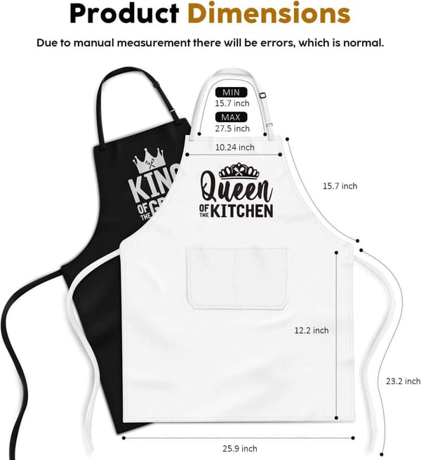 King & Queen Apron Set - Fun Bridal Shower Gifts for Couples