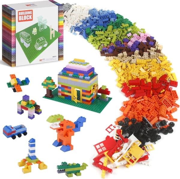 STEM Building Brick Set for Kids, 1100 Pieces with Baseplates