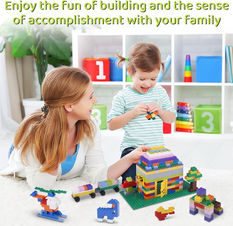 STEM Building Brick Set for Kids, 1100 Pieces with Baseplates
