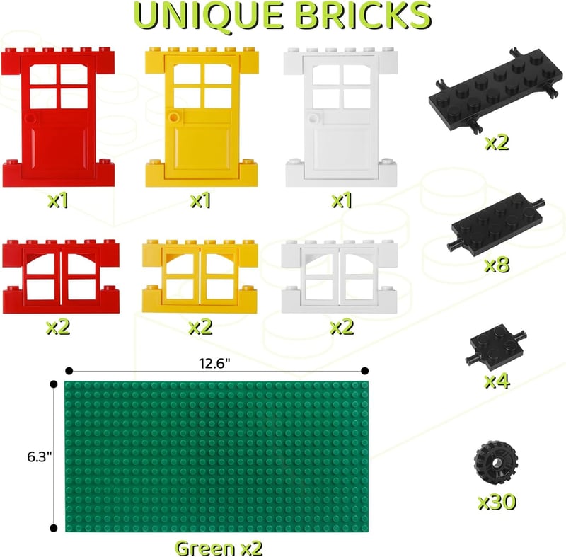 STEM Building Brick Set for Kids, 1100 Pieces with Baseplates
