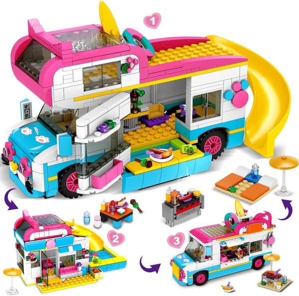 Summer Beach Camping Van Building Set for Kids - 494PCS