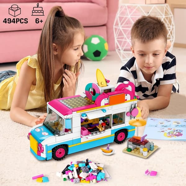 Summer Beach Camping Van Building Set for Kids - 494PCS