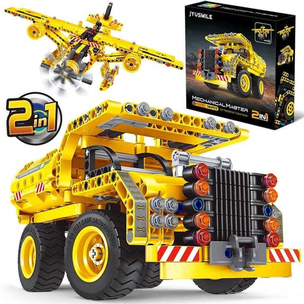 STEM Building Toy for Ages 6-12 - 2-in-1 Truck & Airplane Set