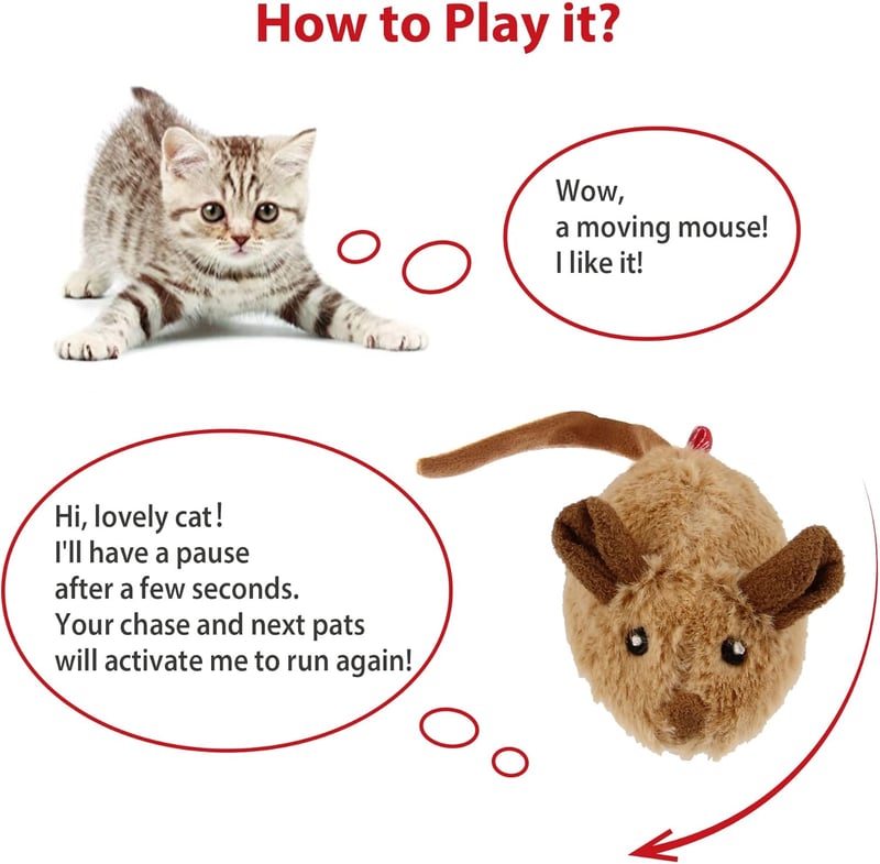 Interactive Automatic Cat Toy Mouse with Furry Tail